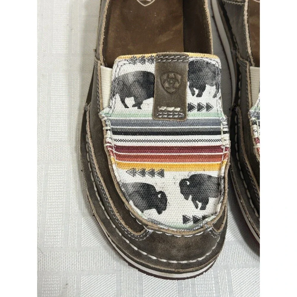 Ariat Women's US 7.5B Cruiser Slip On Shoes Natural Taupe Buffalo Print 10038418